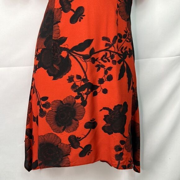 ASOS keyhole black and burnt orange flutter sleeve dress size 6 - Picture 4 of 15